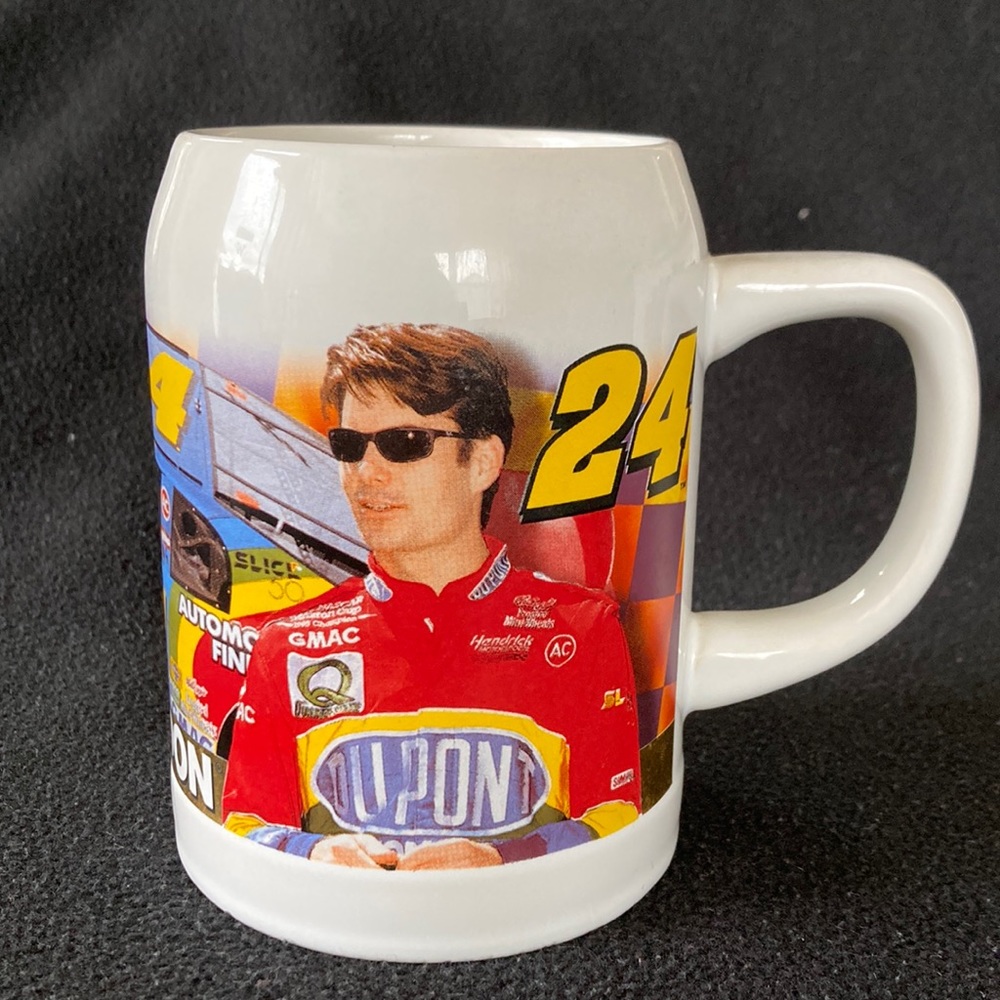 1997 Vintage NASCAR Jeff Gordon DuPont 24 Ceramic Beer Stein Mug